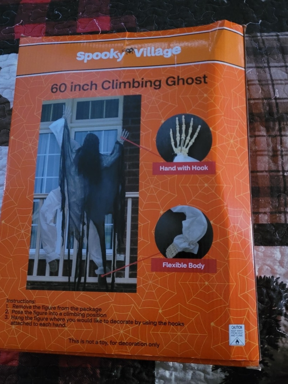 Spooky Village 60 Inch Climbing Ghost Halloween Decor Indoor / Outdoor CVS HTF